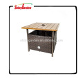 High Quality Outdoor With Umbrella Hole wooden tabletop rattan/wicker Side Table